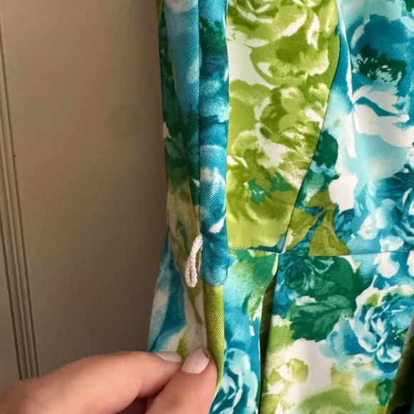 Dressbarn Green Blue White Floral Spring Cocktail Dress - Picture 9 of 14